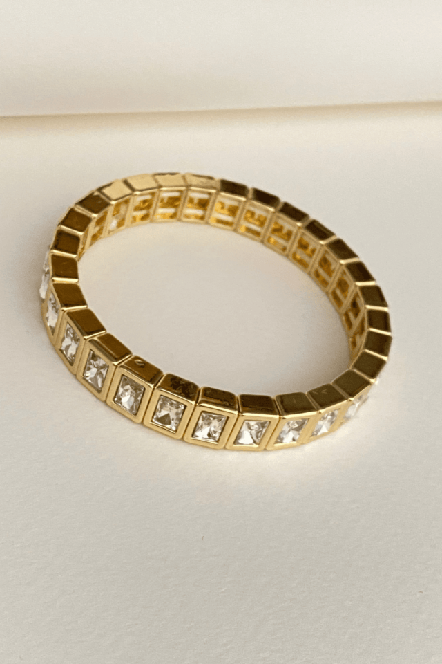 Gold Sıra Taşlı Lastik Bileklik
