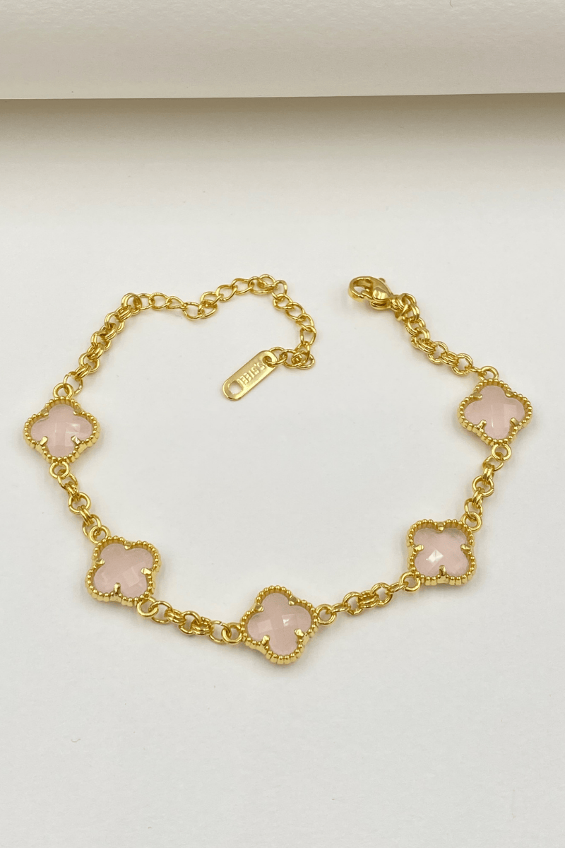 Çelik Gold Pembe Yonca Bileklik