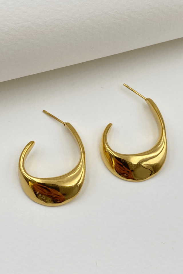Çelik Gold Kıvrımlı Küpe
