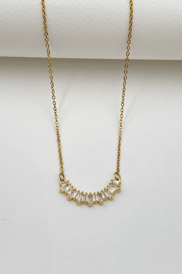 Çelik Gold Baget Taşlı Kolye