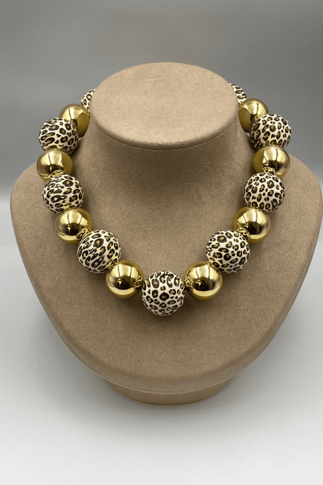 Leopar Gold Topçuk Kolye