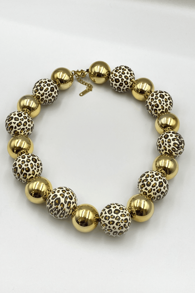 Leopar Gold Topçuk Kolye