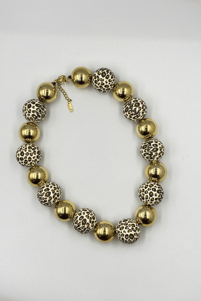 Leopar Gold Topçuk Kolye