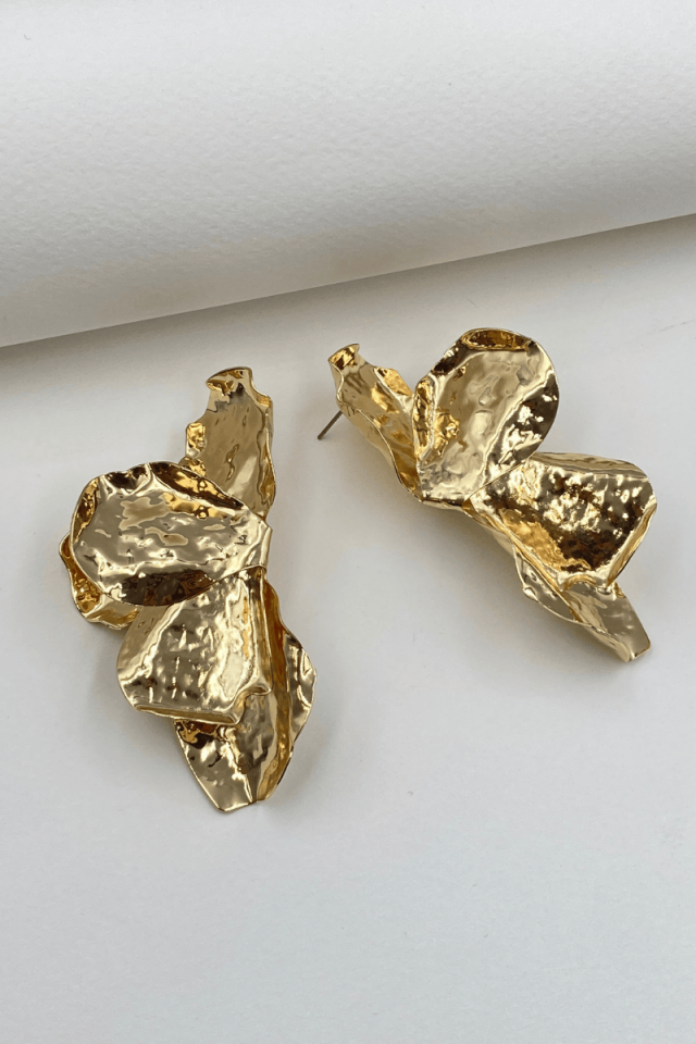 Gold Yaprak Model Tasarım Küpe