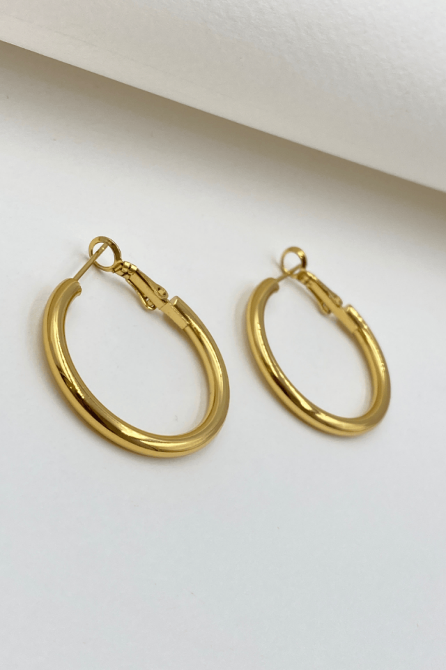 Çelik Gold 3 Cm Boru Halka Küpe