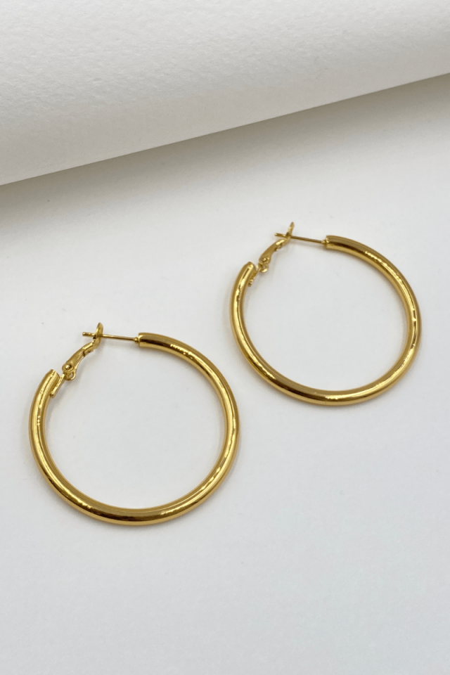 Çelik Gold 4 Cm Boru Halka Küpe