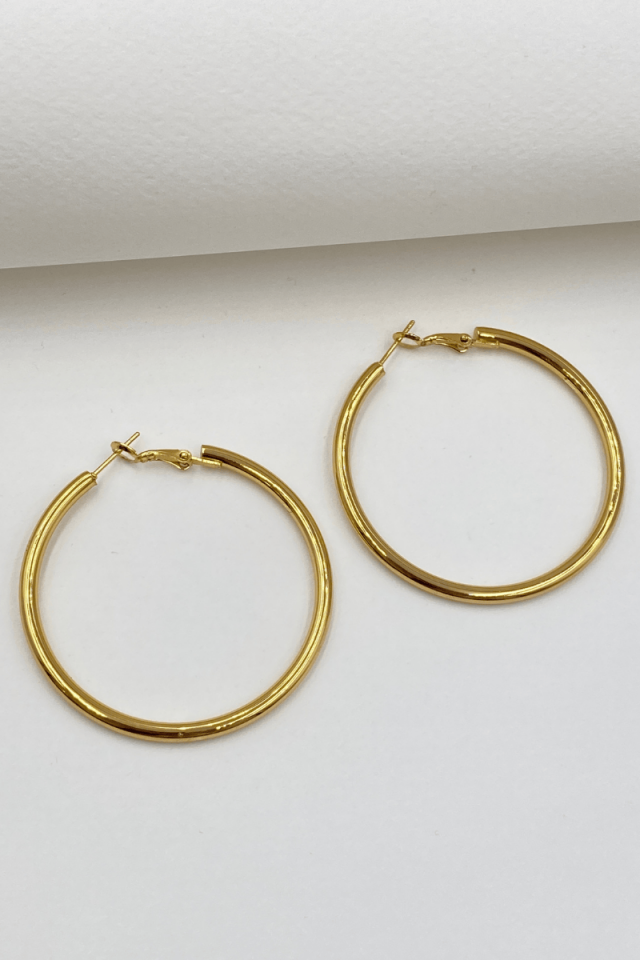 Çelik Gold 5 Cm Boru Halka Küpe