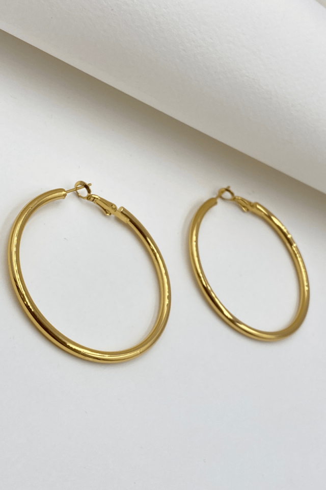Çelik Gold 5 Cm Boru Halka Küpe