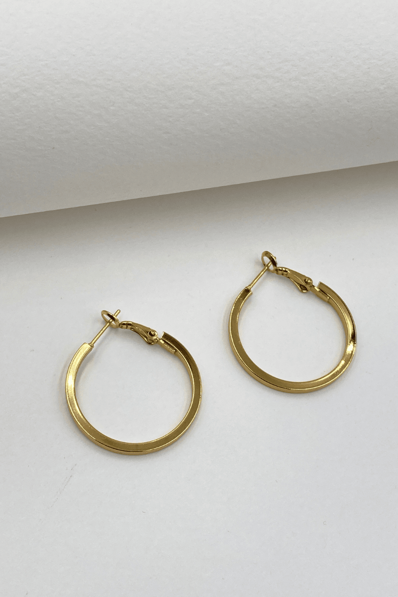 Çelik Gold 3 Cm Köşeli Halka Küpe