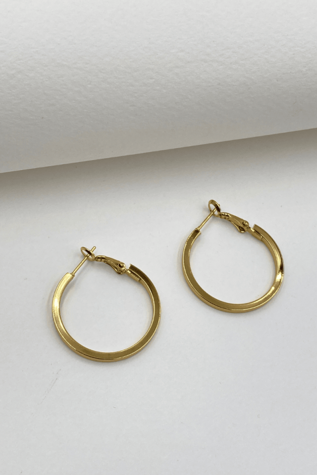 Çelik Gold 3 Cm Köşeli Halka Küpe