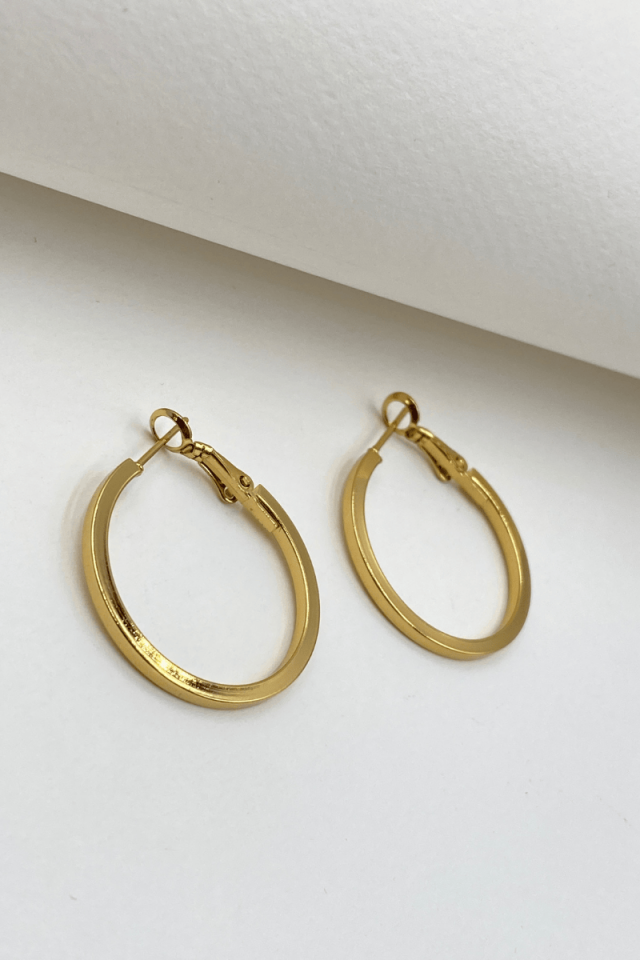 Çelik Gold 3 Cm Köşeli Halka Küpe