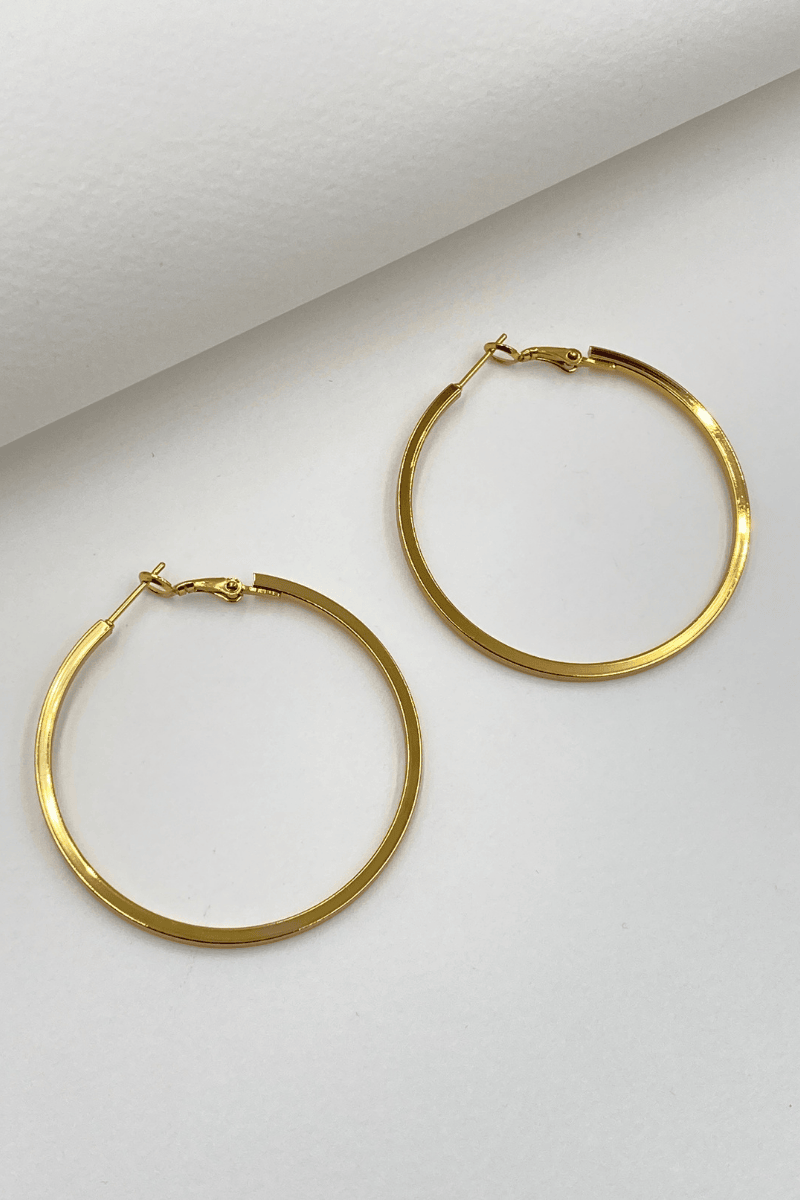 Çelik Gold 5 Cm Köşeli Halka Küpe