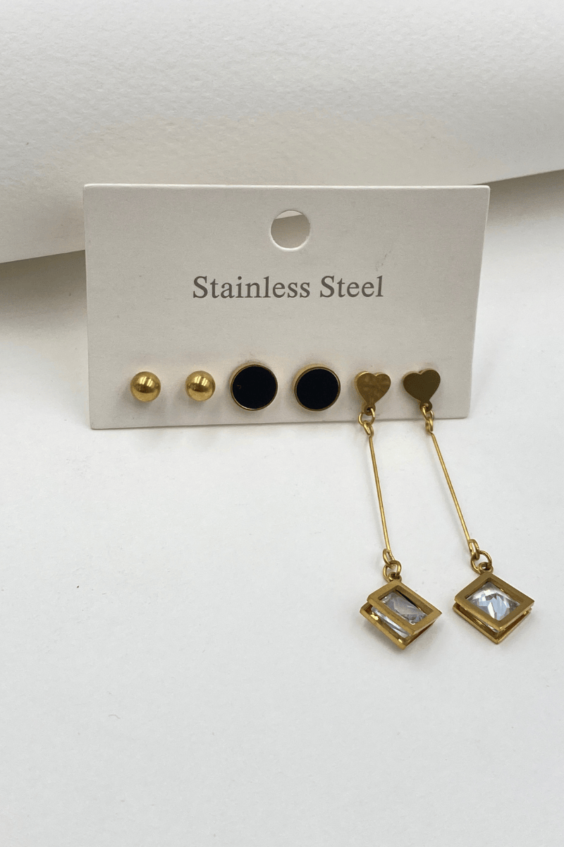 Çelik Gold 6'lı Set Küpe
