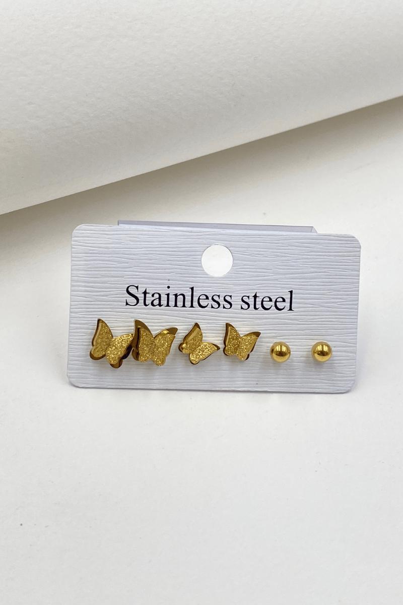 Çelik Gold Kelebek Model 6'LI Set Küpe