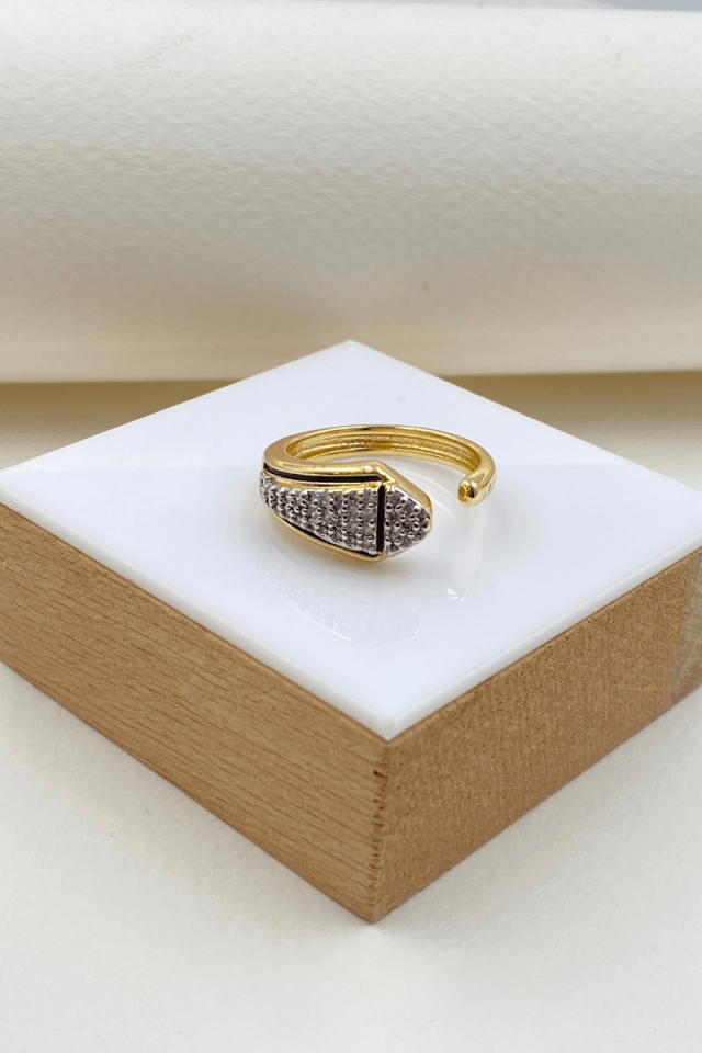 Gold Siyah Mineli Zirkon Yüzük