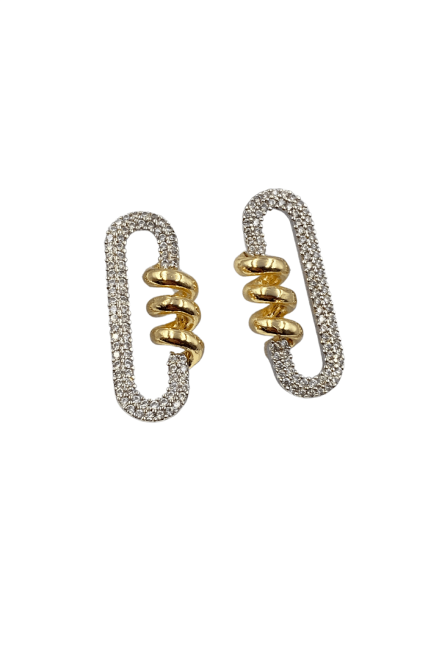Zirkon Taşlı Gold Spiral Detay Küpe