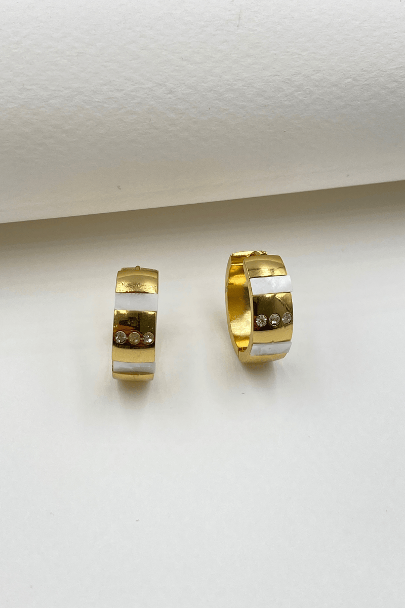 Çelik Gold Sedef Detaylı Küpe
