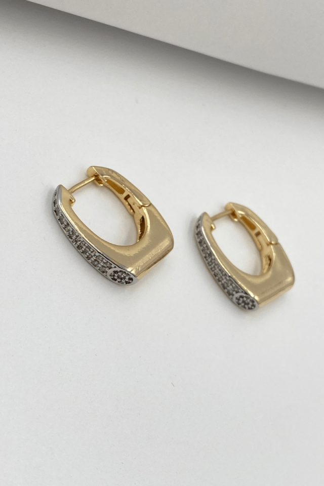 Gold Zirkon Taşlı Küpe