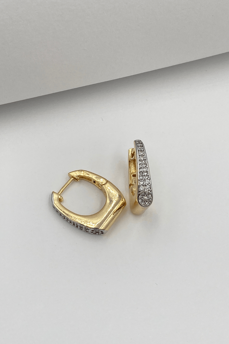 Gold Zirkon Taşlı Küpe
