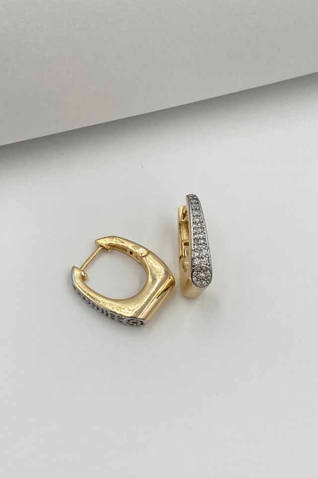 Gold Zirkon Taşlı Küpe