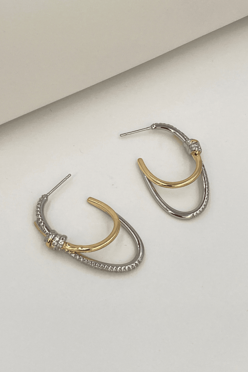 Gold Zirkon Taşlı Düğüm Küpe